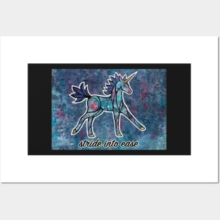 Stride into Ease. Magical Unicorn Watercolor Illustration. Posters and Art